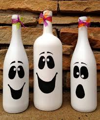 Halloween Ghost Wine Bottle Decor Cute Autumn Halloween Decorations Creative Halloween Crafts Halloween Bottles Wine Craft