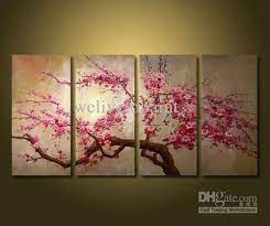 Cherryblossom #blackcanvaspainting #easyacrylicpainting easy cherry blossom acrylic painting tutorial for beginners | black. Framed 4 Panel Large Chinese Cherry Blossom Flower Oil Painting On Canvas Art Home Decoration Picture Xd01 Tree Painting Flower Painting Oil Painting On Canvas