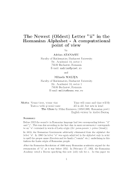 Pdf A New Old Letter A In The Romanian Alphabet A Computational Point Of View
