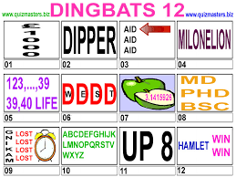 There is no particular theme with these sets of dingbats, the answers relating to well known phrases and sayings. Dingbats