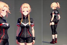 Lexica - The art style of takeda hiromitsu ,A full body anime blonde woman  with a black sportswear,