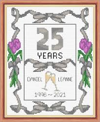 Check spelling or type a new query. Ribbons Tulips 25th Silver Wedding Anniversary 1996 2021 14 Count Cross Stitch Sampler Kit