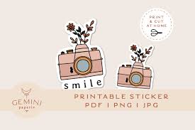 Download Printable Sticker Camera Flowers Sticker For Cricut 994974 Stickers Design Bundles