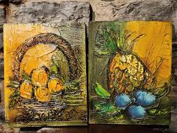 ETTA BENJAMIN CIEN Original MODERN OIL PAINTING Hillside Mid Century VTG  PAIR