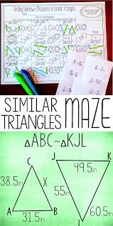 Solve word problems involving similar triangles. Finding Unknown Measures In Similar Triangles Worksheet Maze Activity Secondary Math Similar Triangles Teaching Geometry