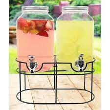 Maybe you would like to learn more about one of these? Estilo Glass Mason Jar Double Beverage Drink Dispenser On Metal Stand With Leak Free Spigot 1 Gallon Each Walmart Com Walmart Com