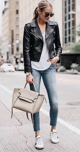 12 Leather Jacket Styles Workwear For Spring In 2020 Casual Leather Jacket Outfit Black Leather Jacket Outfit Leather Jackets Women