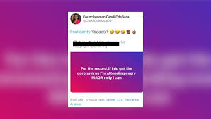 You can do it every once in a while without any negative impact, but you'll live to regret it if you get greedy and overdo it. Did Councilwoman Candi Cdebaca Tweet Solidarity For This Coronavirus Comment Snopes Com