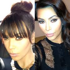 How To Hide Your Fringe While Growing It Out Like Kim Kardashian Celebrity Hair Inspiration Hair Fall Solution Hair Beauty