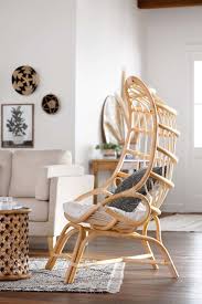 natural rattan fallon cocoon chair with cushion rattan furniture living room rattan chair living room living room chairs