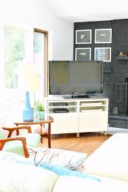 Our living room on the day we moved in. Ikea Besta Hack 2 0 Diy Besta Tv Stand With Wood Top Dans Le Lakehouse