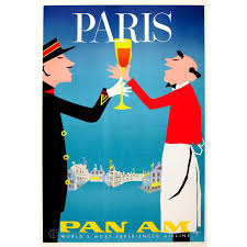 Original Vintage Pan American World Airways Travel Poster Pan Am Paris France Paris Poster American Travel Posters Travel Posters