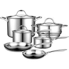 Cooks Standard 10 Piece Silver Cookware Set With Lids Nc 00210 In 2020 Pots Pans Sets Cookware Set Safest Cookware