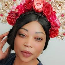 Flower Halo Crown, Red Flower Crown, Gold Goddess Headpiece, Wedding Crown,  Bridal Headpiece, Gold Crown, Gold Halo Crown