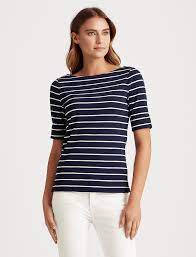 Lauren Ralph Lauren Striped Boatneck Top T Shirts Boozt Com