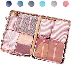 Amazon Com Packing Cubes For Travel 6 7 8 9 Set Luggage Organizer With Shoe Bag Compression Luggage Organization Packing Cubes Travel Luggage Organization