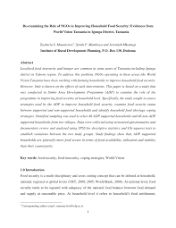 Pdf Re Examining The Role Of Ngos In Improving Household Food Security Evidences From World Vision Tanzania In Igunga District Tanzania