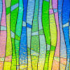 Stained glass windows made of dalle glass and a matrix. 1
