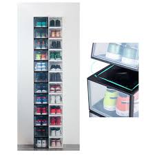 This storage bin with wheels has molded grooves for easy stacking. Heavy Duty Drop Front Storage Shoe Box Drawer Underbed Container Sneaker Boxes Home Garden Home Organization