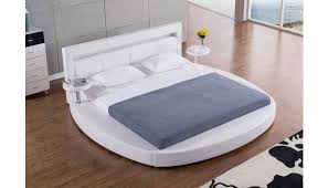 Black leather round bed, round leather bed with audio system., modern bedroom furniture. Palazzo White Round Platform Bed