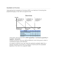 Available to promise is manufacturing function, response to customer orders, based on resource availability. Oracle Available To Promise Demand Oracle Database