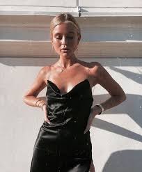 We Have A Black Silk Cowl Neck Slip Dress Almost As The One Seen On This Stylish Lady Outfit Idea Fashion Black Slip Dress Black Women Fashion