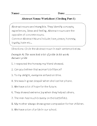 Nouns Worksheets Abstract Nouns Worksheets Abstract Nouns Nouns Worksheet Concrete And Abstract Nouns