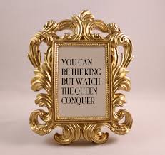 You Can Be The King But Watch The Queen Conquer Gold Framed Lyrics Quote Nicki Minaj Monster Motivational Inspriational Home Decor Gift Dorm Office Desk Decor Fancy Ornat Framed Quotes Gifts For Office Frame