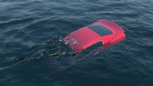 car sinking in water
