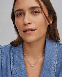 Cailin Silver Pendant Necklace in White Crystal by Kendra Sc