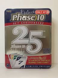 Phase 10 is a card game created in 1982 by kenneth johnson and sold by mattel, which purchased the rights from fundex games in 2010. Deluxe Phase 10 25th Anniversary Limited Edition Game In Tin By Fundex 2005 For Sale Online Ebay