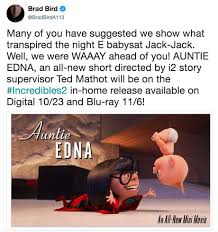 Tweet on twitter share on facebook pinterest. Incredibles 2 Blu Ray Will Feature Edna Mode With Jack Jack Short Film 9gag