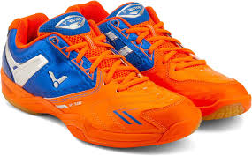 Buy VICTOR Men's Orange and Blue Mesh Badminton Shoes