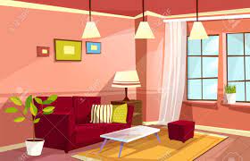 Tiny house with a big porch. Vector Cartoon Living Room Interior Background Template Cozy Royalty Free Cliparts Vectors And Stock Illustration Image 99125003