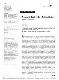 Pdf Traumatic Brain Injury Rehabilitation
