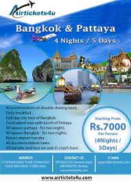 Airtickets4u Offers Tour Package Of Bangkok Pattaya 4 Nights Starting Price Only 7000 Hurry Up For Your Tour Boo Thailand Tours Tour Packages Island Tour