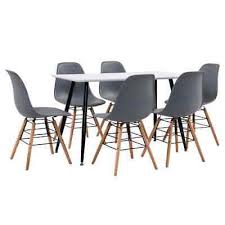 Extending dining table and 6 chairs ukrainian women. 7 Piece Dining Set Grey B1l2 Ebay