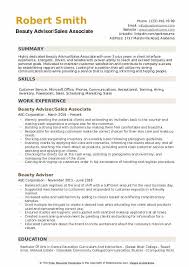 Beauty Advisor Resume Samples Qwikresume