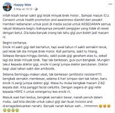 Satu saja harapan kita sekarang untuk mencapai imuniti. Dentist Warns Over Ad Hoc Treatments After Patient Develops Deadly Sepsis After Using Motorbike Oil On Tooth