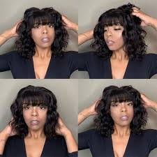 Short bob wigs with bangs brazilian straight virgin human hair 8 inch bob wig non lace front glueless full machine made wig for black women natural color. Buy 10 Inch Short Bob Human Hair Loose Deep Wigs With Bangs Brazilian Virgin Human Hair Loose Deep Bob Wigs 130 Density Glueless Machine Made Wigs Human Hair Wigs For Black Women