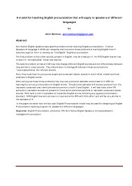 Record the pronunciation of this word in your own voice and play it to listen to how you have pronounced it. Pdf A Model For Teaching English Pronunciation That Will Apply To Speakers Of Different Languages Amin Rahman Academia Edu