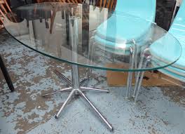 Discover hay's selection of contemporary dining tables here. Attributed To Dwell Dining Table Tempered Oval Glass Top On Chromed Base 160cm L X 90cm W X 75cm H