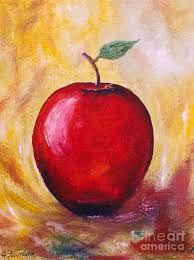 Okay, now, the next color i put on my brush is the first tent. Red Apple Painting By Julie Lourenco