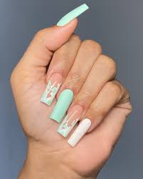 To those nail art beginners, they don't have refined skills and techniques for an. Jhohannails On Instagram Mint Cow Print Mint Green White Shopjhohannails Non Wip Short Acrylic Nails Designs Red Acrylic Nails Square Acrylic Nails