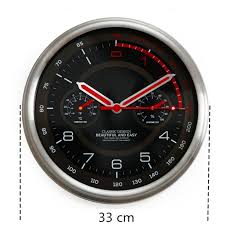 Get 5% in rewards with club o! New Racing Car Dashboard Clock Large Round Modern Metal Wall Clock With Thermometer Hygrometer Auto Theme