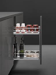 Kitchen cabinet shelves in stock are apt for wall mounting, standing, or trolley types. Kitchen Space Organizers Pull Out Organizer