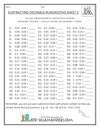 Want even more printable worksheets for 7th grade math? Worksheetth Sheets For Year Worksheets Printable Subtracting Decimals Hundredths Calendar Fabulous Free Samsfriedchickenanddonuts