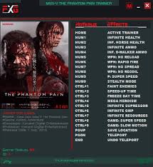 Metal Gear Solid V The Phantom Pain Trainer 20 V1 12 Futurex Download Gtrainers