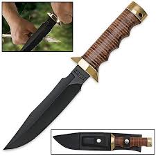 Vietnam Fighter Bowie Knife W Leather Sheath Bowie Knife Military Knives Knife