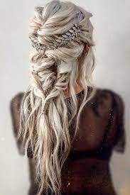 Bohemian Wedding Hairstyles Long Blonde Hair Half Up Half Down Swept And Greek S Hair Styles Boho Wedding Hair Bohemian Wedding Hair